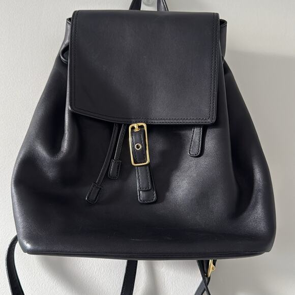 Vintage Coach Hampton Legacy Smooth Black Leather Backpack Bag Y2K - Picture 2 of 9